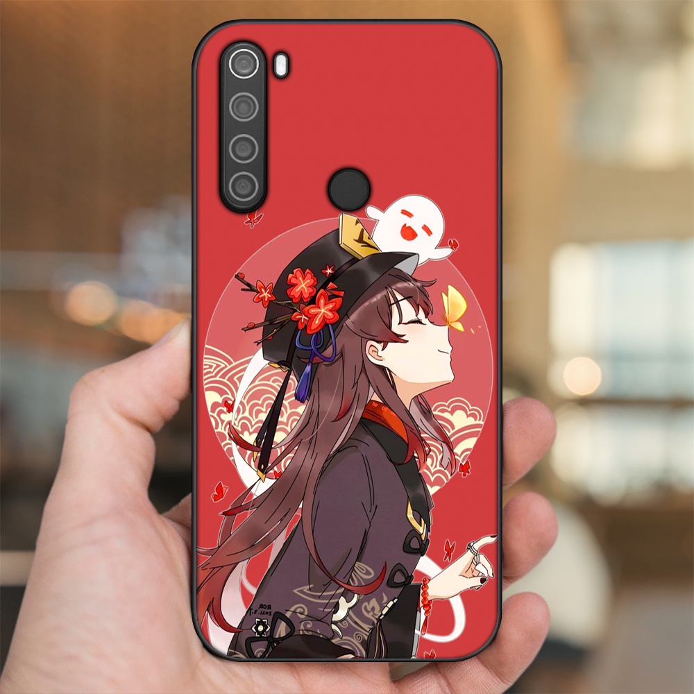 Ốp lưng Xiaomi Redmi Note 8 viền đen in hình Hutao Genshin Impact