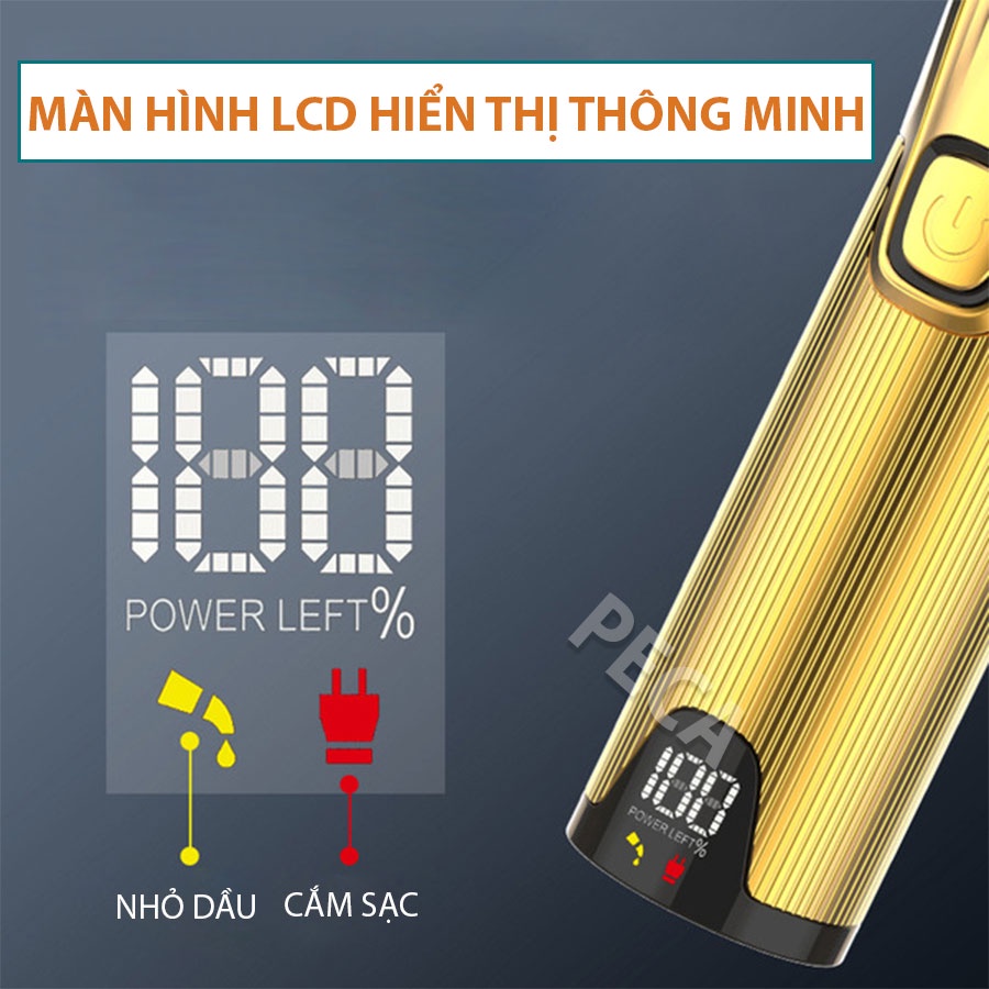 Tông đơ chấn viền cao cấp KEMEI KM-I32S không dây sử dụng đế sạc USB màn hình LED hiển thị thông minh dùng để cạo trắng,