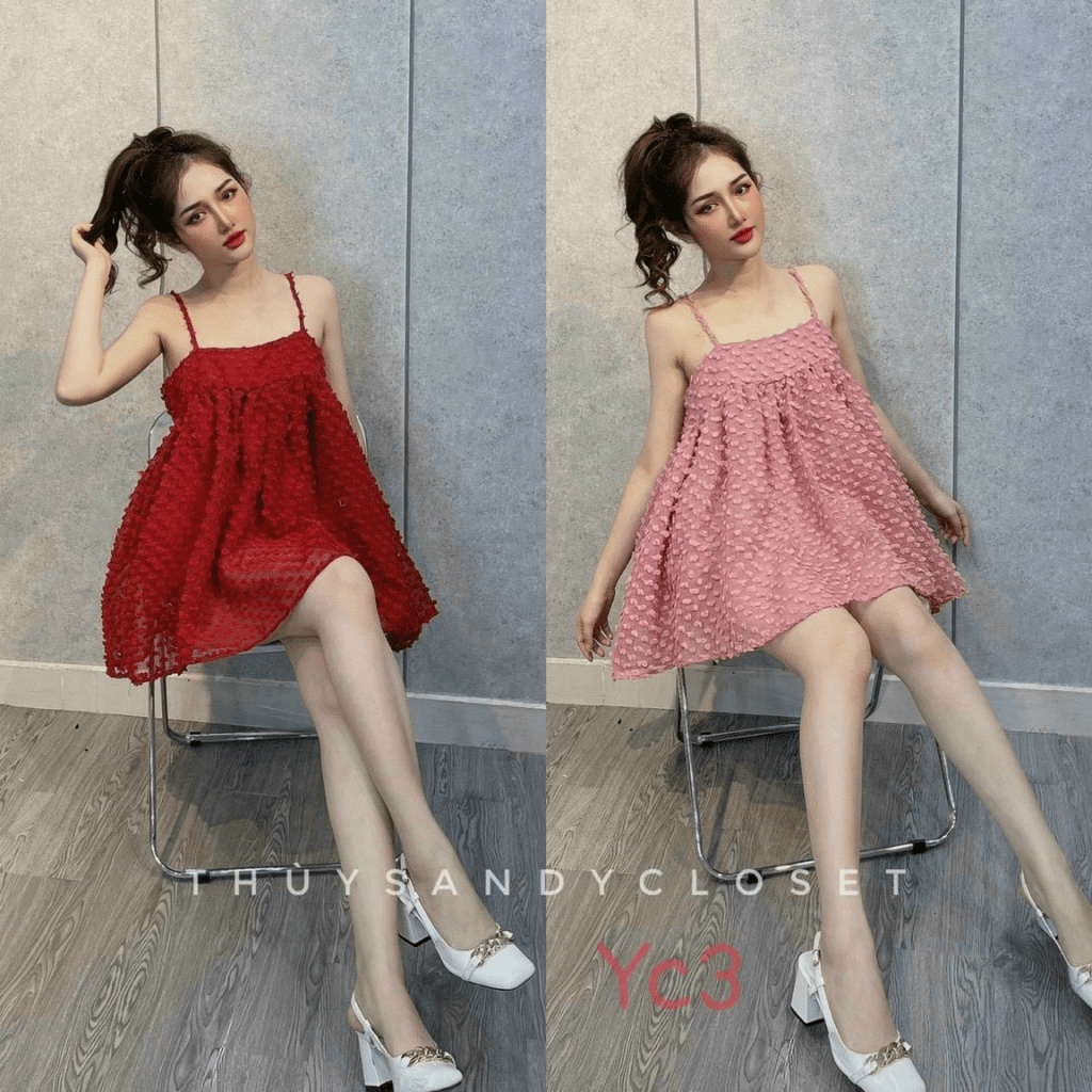 ĐẦM XỐP BÔNG SUÔNG HAI DÂY GIẤU BỤNG CỰC TEEN SIU XINH PUY
