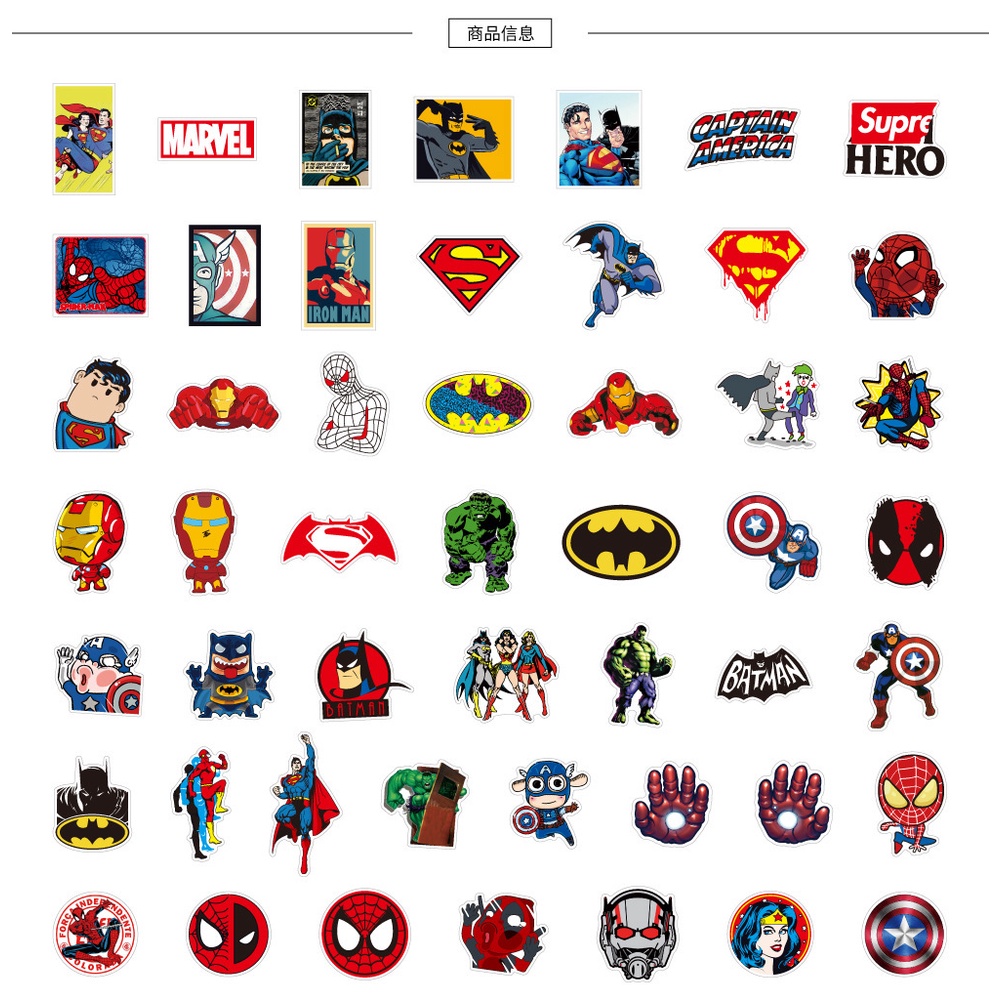 DISNEY 200 / 100 / 50 Miếng Dán Marvel The Avengers Trang Trí Nón Bảo Hiểm Laptop