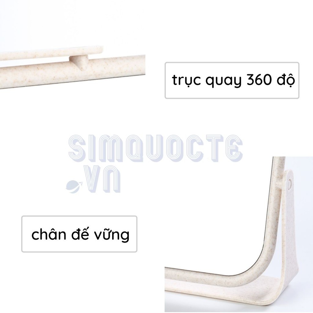 [Mã LIFEXANH03 giảm 10% đơn 500K] Gương trang điểm để bàn lúa mạch 2 mặt gương xoay 360 độ