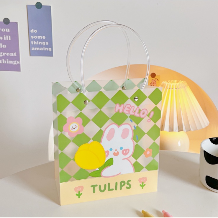 Túi đựng quà hình cute dễ thương - giỏ đựng đồ nhựa PVC trong cao cấp dùng được nhiều lần