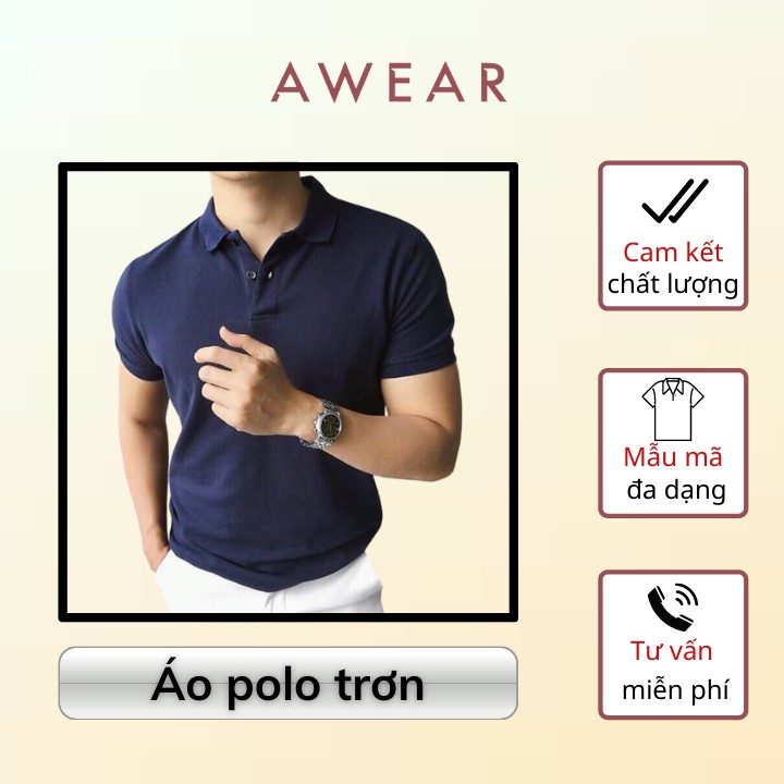 Áo polo nam trơn Awear Clo Ap06 áo thun nam có cổ basic