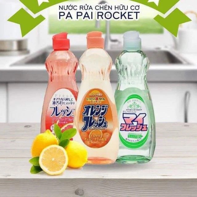 Nước rửa chén, bát Rocket hương bưởi hồng tươi 600ml Made in Japan