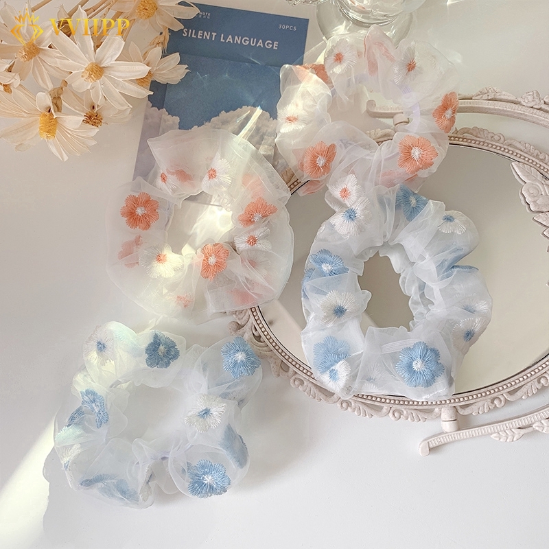 Dây Buộc Tóc Co Giãn Gắn Hoa Thời Trang Cho Nữ