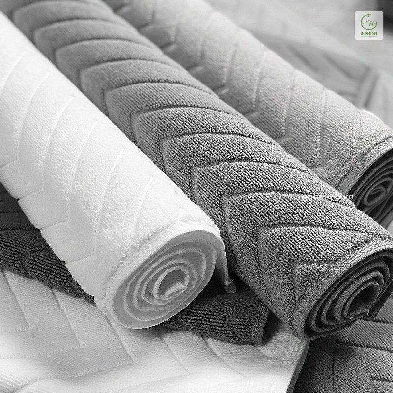 Thảm lau chân sợi vải cotton cao cấp Ghome, thảm cửa, thảm nhà vệ sinh chống trượt thấm hút nước cực tốt TC22M1