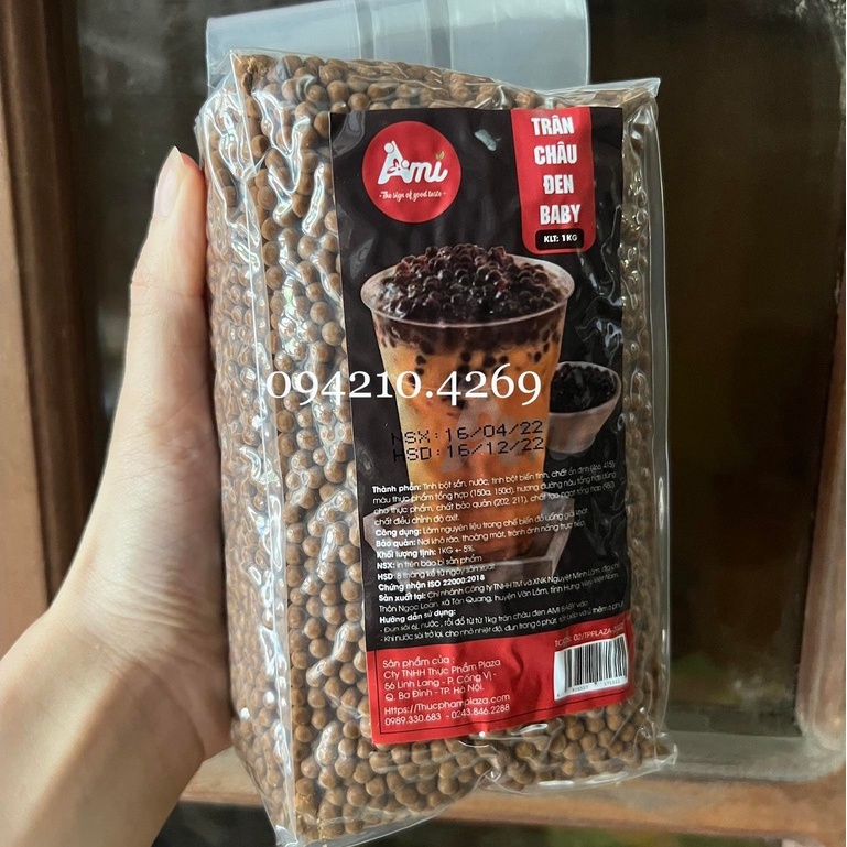 Trân Châu Đen Mini AMI BABY gói 1kg size 0.8mm- NẤU NHANH VÀ LẠ MIỆNG- Bách hóa nguyên liệu