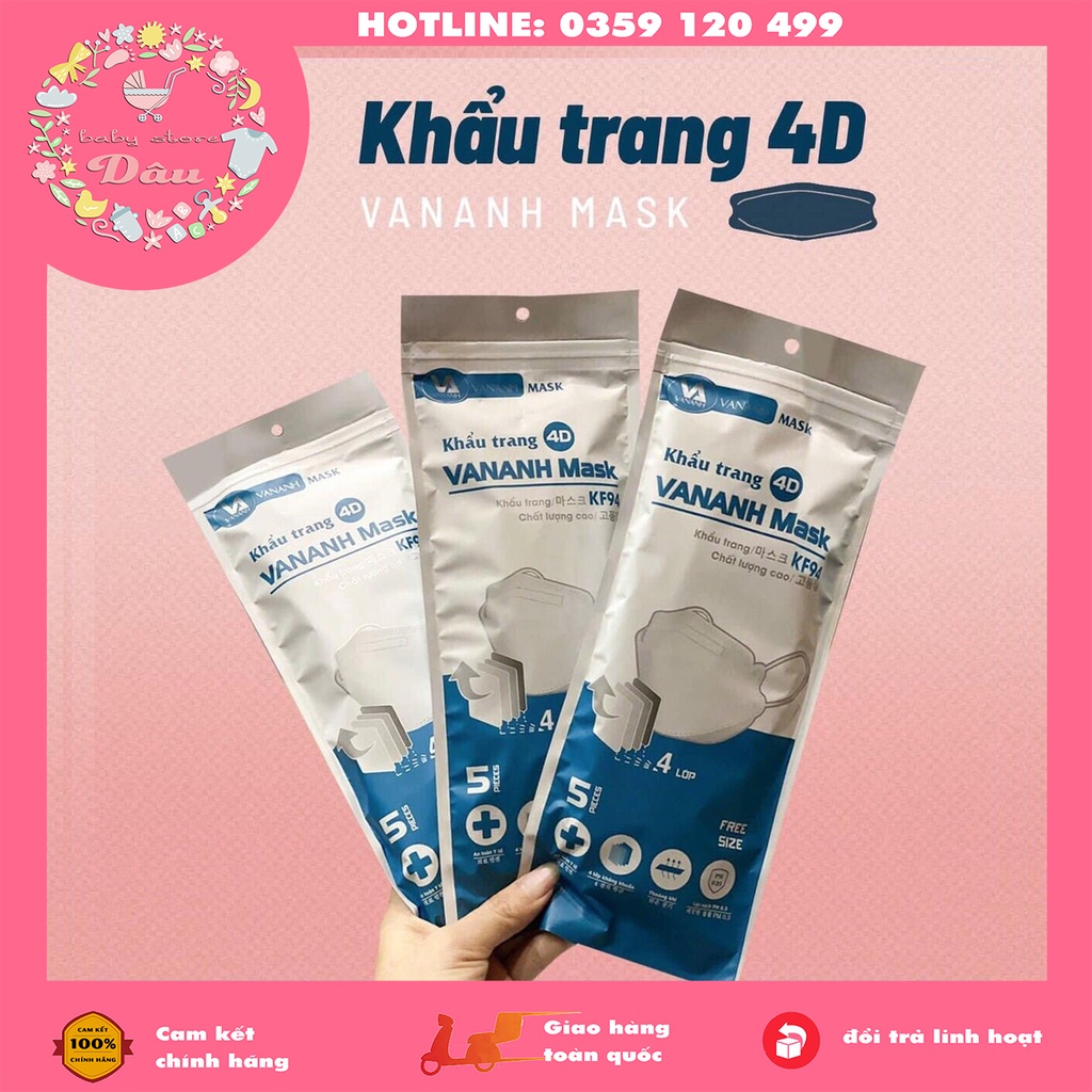 Khẩu trang KF94 trắng set 10 chiếc - khuôn 4D kháng khuẩn Thảo Nguyên, Unimask, Nam Khánh - hàng dư xuất Hàn
