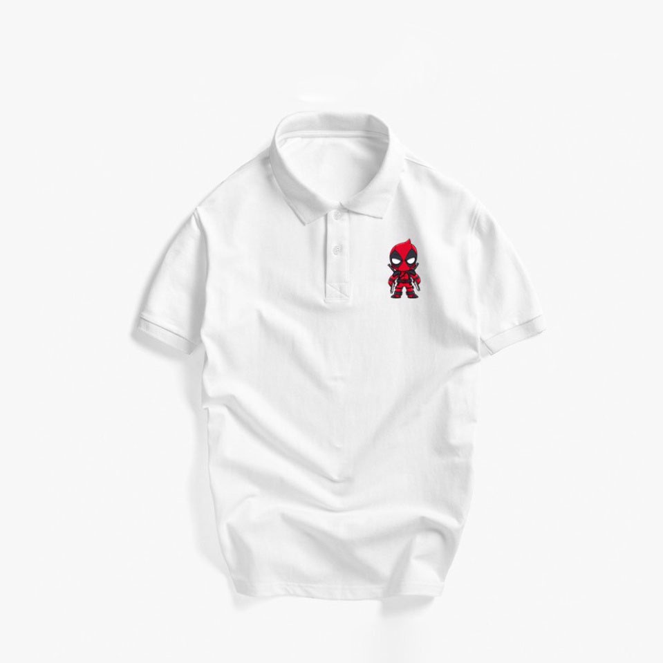 ÁO THUN POLO CẶP IN HÌNH DEALPOOL CỔ TRỤ 2 MÀU TRẮNG ĐEN UNISEX NAM NỮ,1993CLOTHINGG