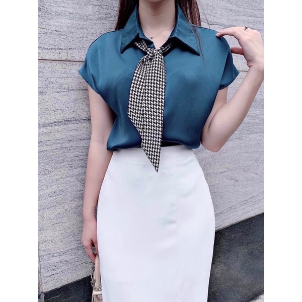 Áo sơ mi tay hến (tặng kèm khăn)