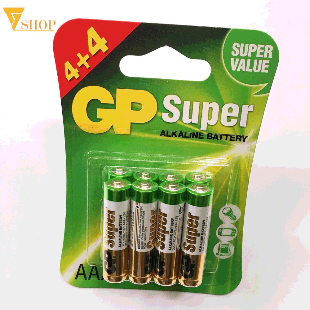 Pin GP Alkaline Super AAA vỉ 2 viên, 4 viên, 6 viên, 8 viên hàng chính hãng