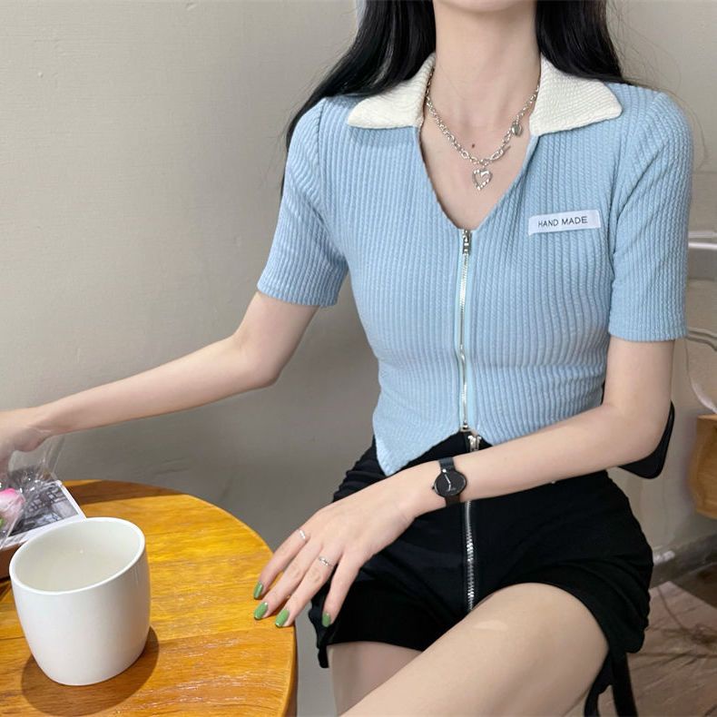 Áo Thun Tay Ngắn Có Dây Kéo  tao bao