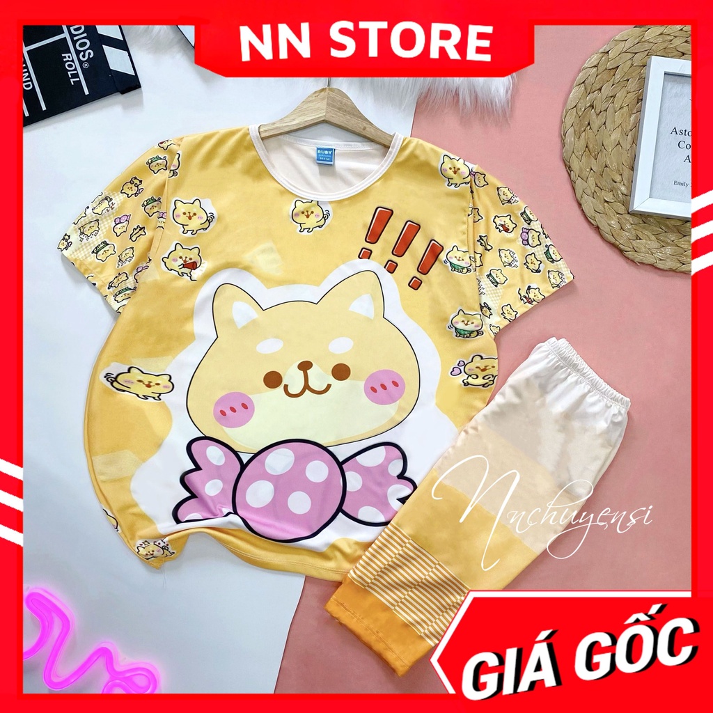 Đồ bộ thun QUẦN LỬNG mẹ và bé mặc nhà size từ 7kg - 70kg chất thun mềm mát in kitty hoạt hình dễ thương DBRBL FULL SIZE
