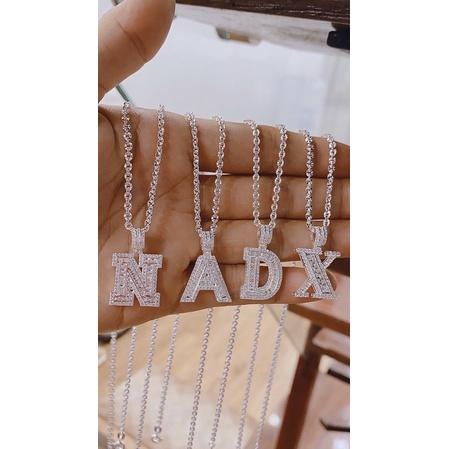 Mặt dây chuyền chữ cái bạc ta gắn đá Piaget mẫu mới-Minh Tâm Jewelry