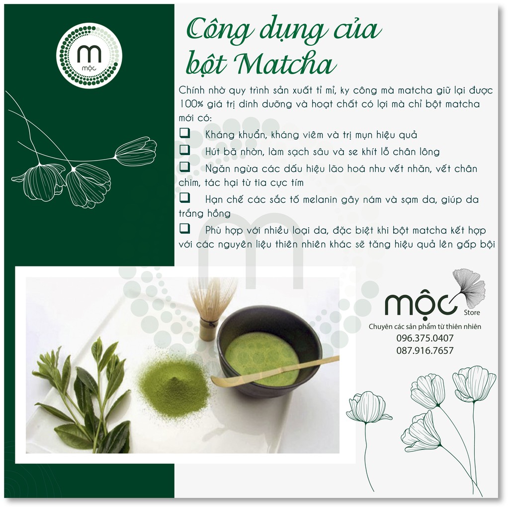 Bột Trà Xanh Matcha Nhật Bản đắp mặt nạ nguyên chất từ thiên nhiên 100ml handmade | BigBuy360 - bigbuy360.vn