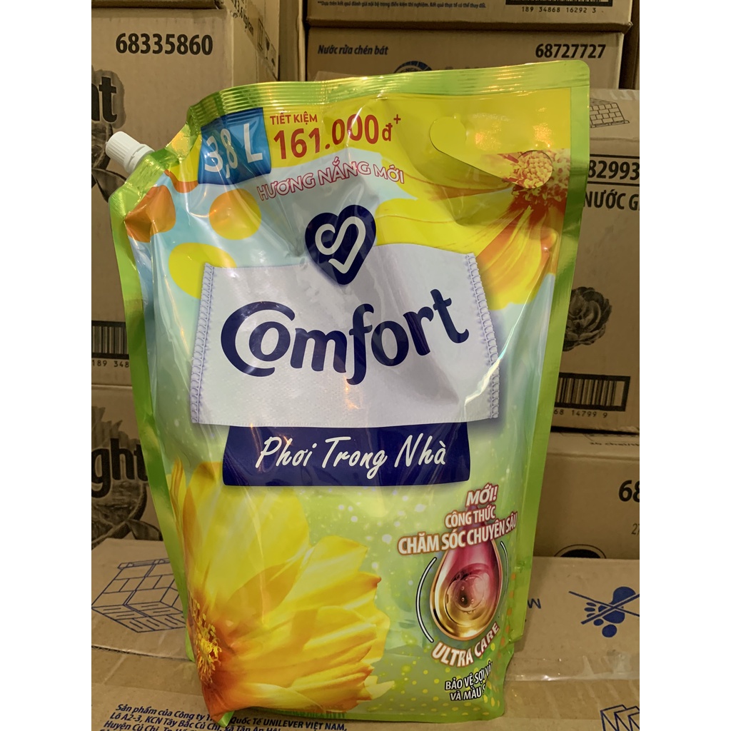 Nước xả Comfort túi vòi 3.8 lit hương nắng mới phù hợp quần áo phơi trong nhà