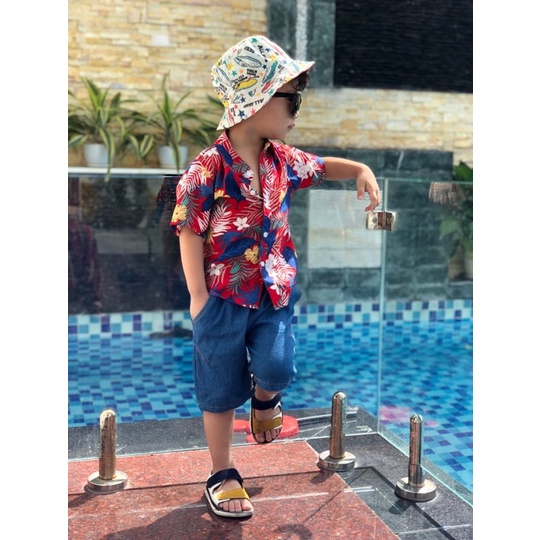 Áo Sơ Mi Hawaii Trái Cây Cho Bé Chất Đũi Cao Cấp