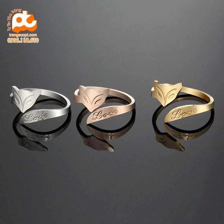 Nhẫn titan nữ freesize cáo love cách điệu cao cấp thép không gỉ titanium
