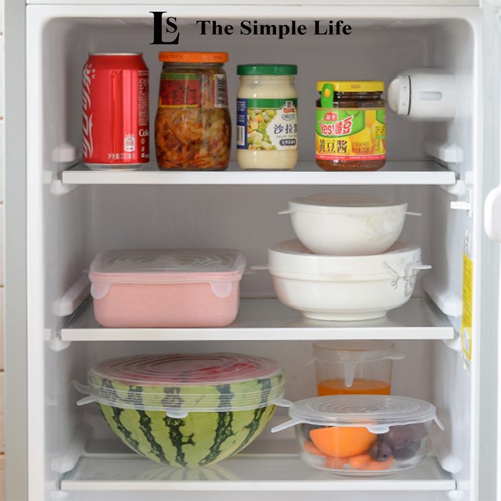 Nắp silicon đậy thực phẩm, combo 6 nắp, màng silicon bọc thực phẩm, chống rò rỉ thức ăn, siêu dẻo dai [CHÍNH HÃNG]