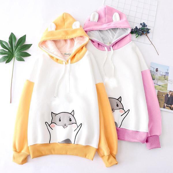 Áo khoác, áo hoodie unisex nỉ ngoại chú sóc cute năng động thời trang học đường