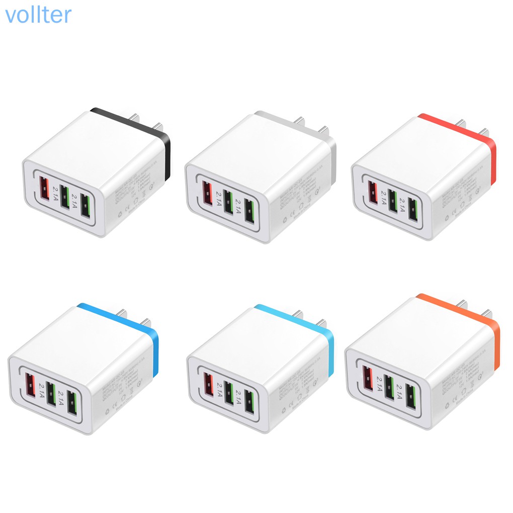 Cốc sạc nhanh 3 cổng Usb Qc3.0 5v/ 9v/ 12v tùy chọn màu sắc 5w/10w/18w/22w