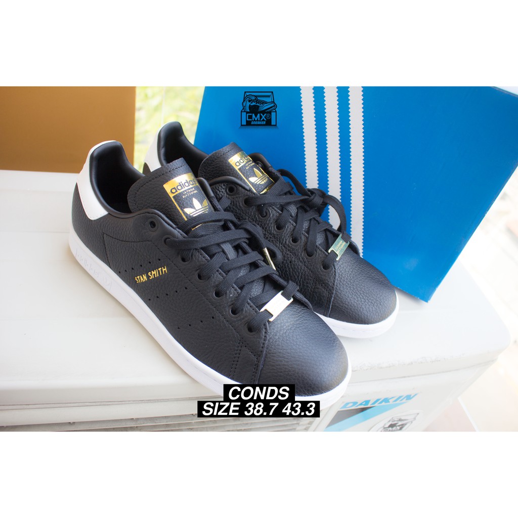 😘 [ HÀNG CHÍNH HÃNG ] Giày Adidas Stan Smith Core Black Tag Kim Loại - Size 37.3 38.7 43.3 - REAL AUTHETIC 100%