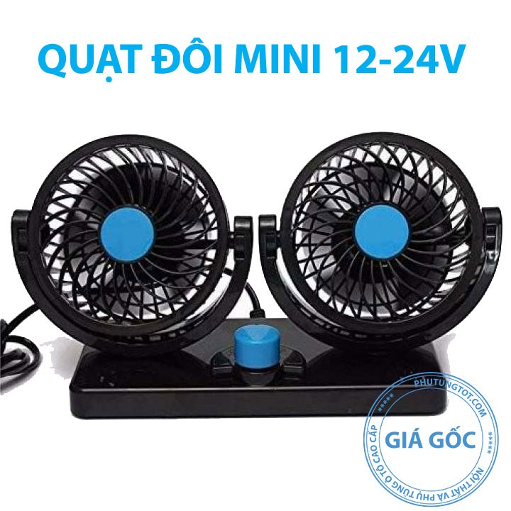 Quạt mini ô tô quạt đôi 360 độ để trong xe hơi mùa hè