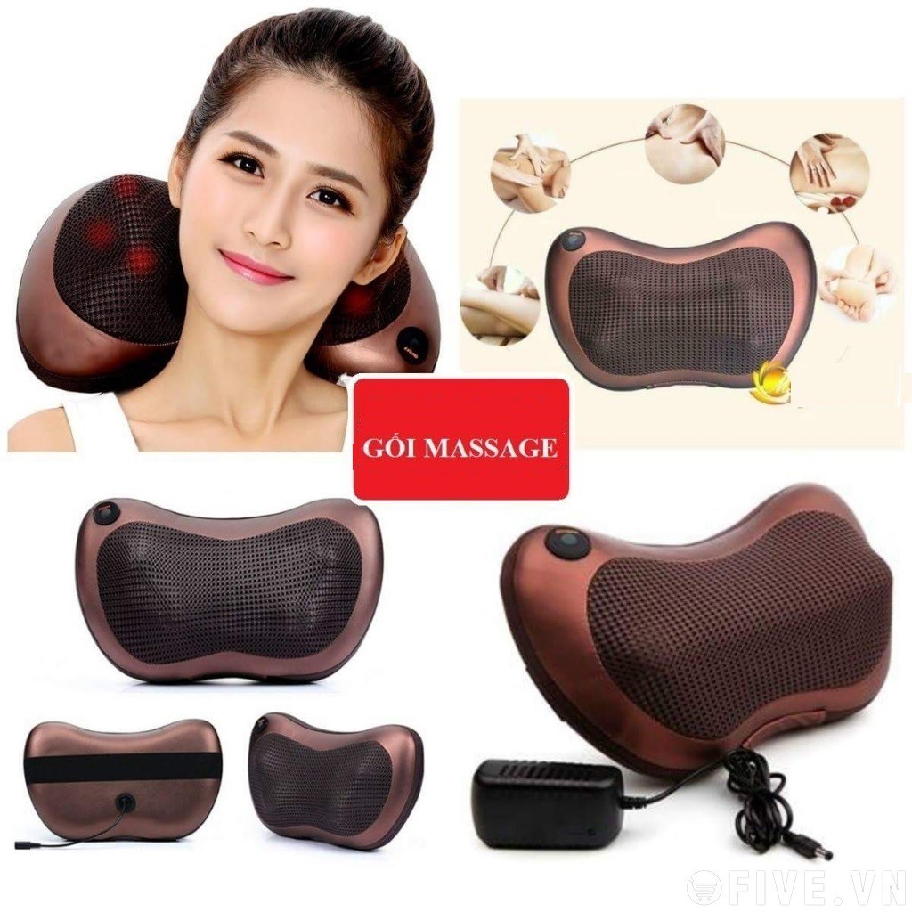 Gối mát-xa hồng ngoại Massage Pillow (Nâu)