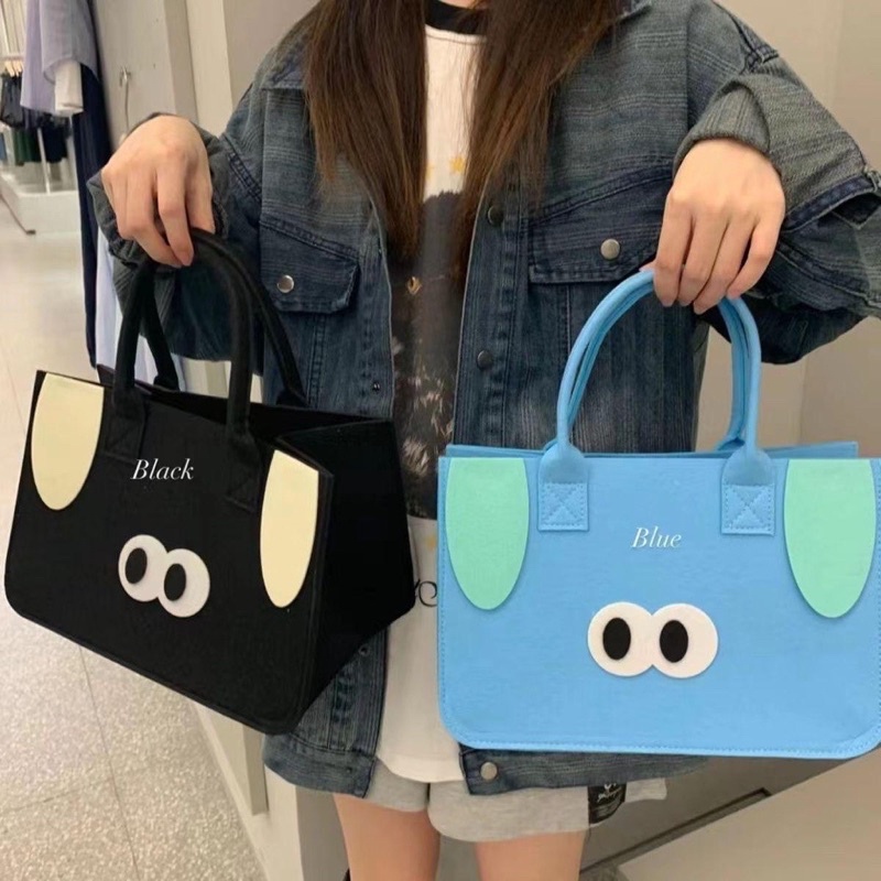 Túi Nỉ Sức Chứa Lớn Hình Đôi Mắt Dễ Thương