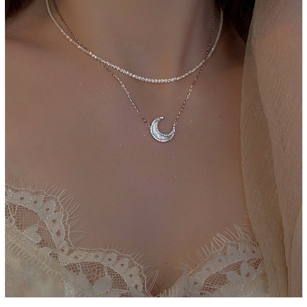 Vòng cổ Hai Lớp Đính Đá Lấp Lánh Phong Cách Harajuku Sang Trọng