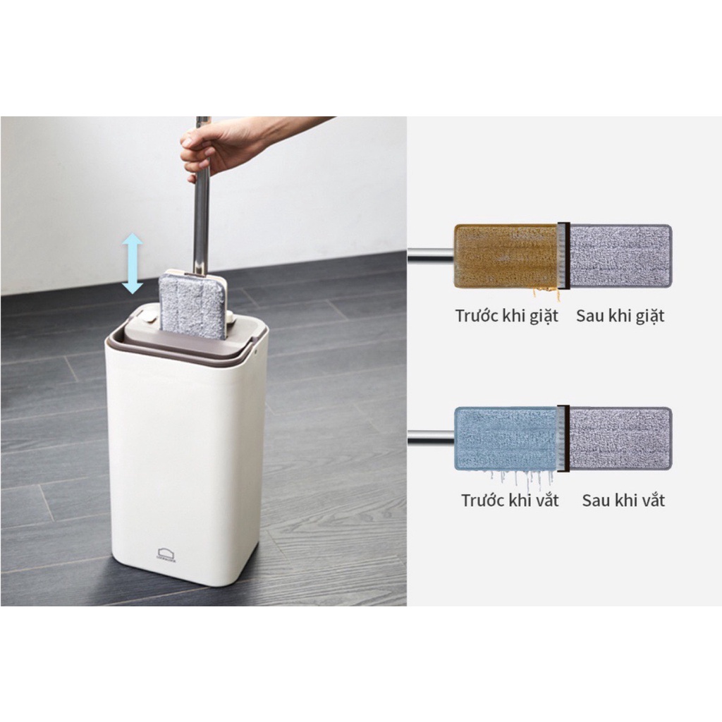 Bộ Cây Lau Nhà Vắt Thẳng SQUEEZE FLAT MOP Lock&Lock - ETM471