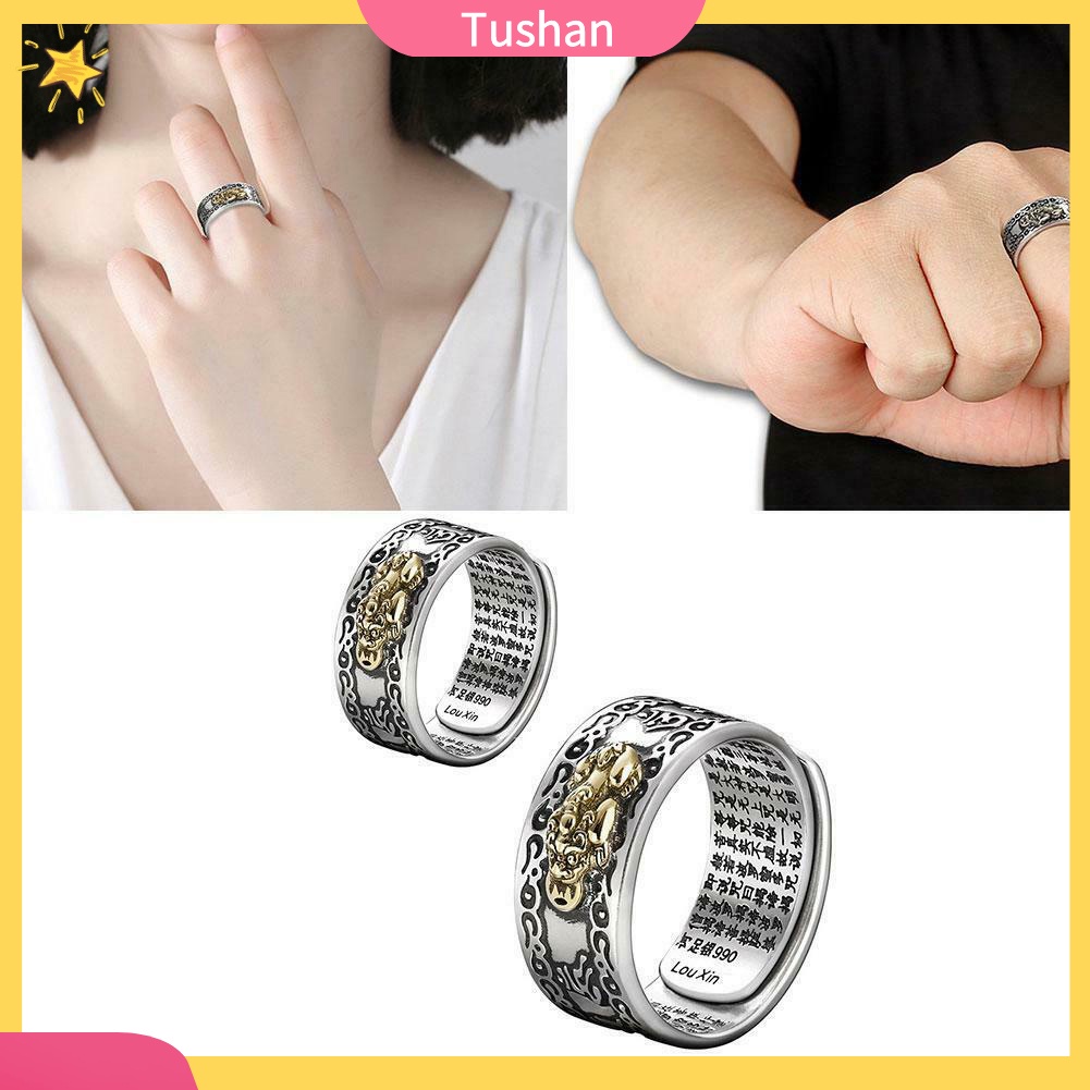 Nhẫn Hở Mạ Bạc Khắc Hình Trái Tim May Mắn Cho Nam