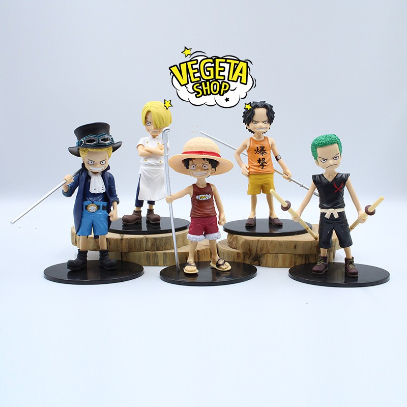 Mô hình One Piece - Bán lẻ 5 nhân vật Sabo, Ace, Luffy, Sanji, Zoro hồi nhỏ - Cao 15cm
