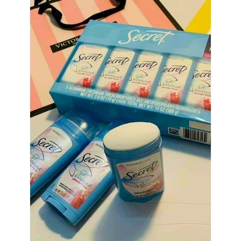 Set Lăn Khử Mùi Secret PH Balanced Powder Fresh Invisible Solid  (5x73g)