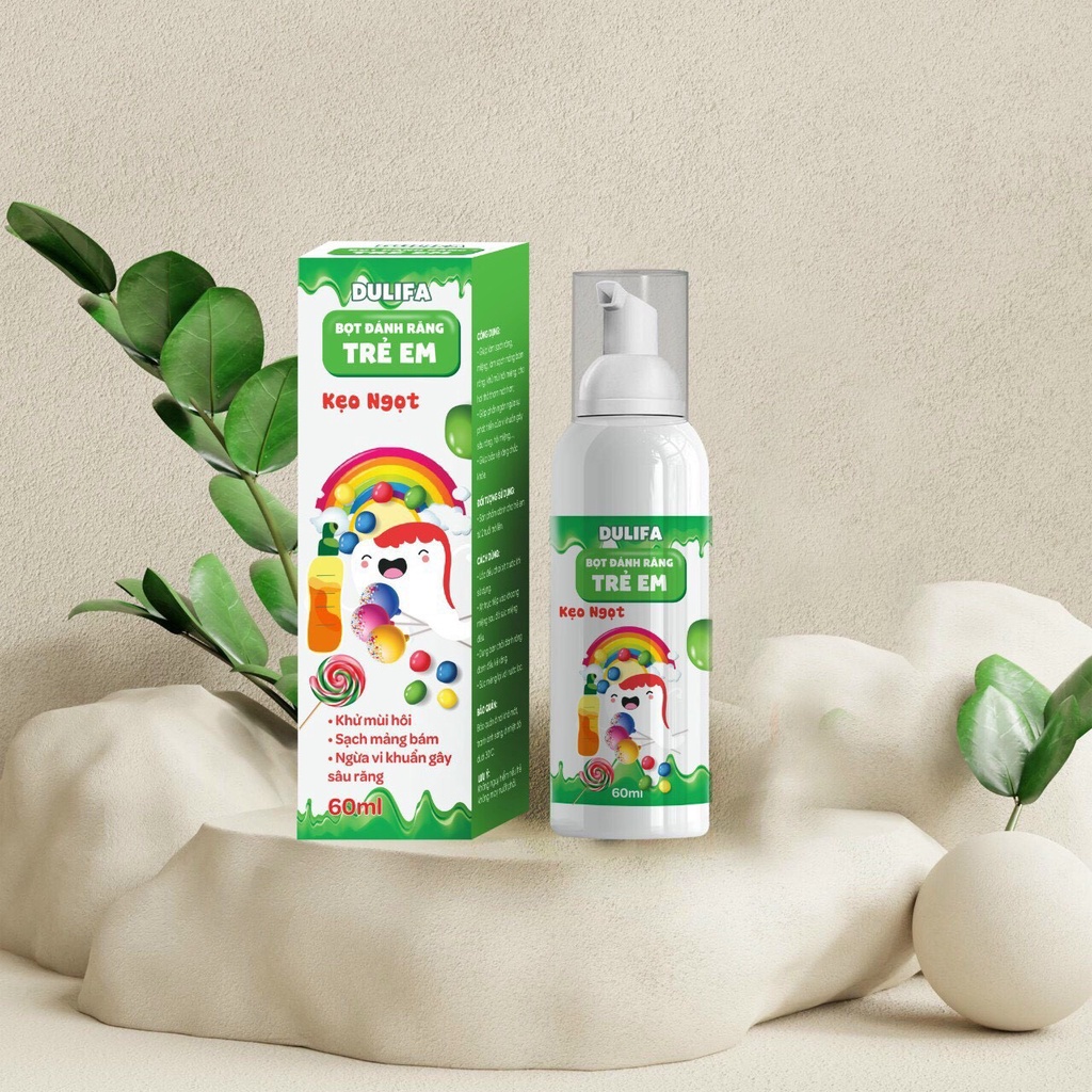 Bọt đánh răng trẻ em Dulifa vị Kẹo Ngọt, chăm sóc răng miệng cho bé từ 2-10 tuổi (DT 60ml)