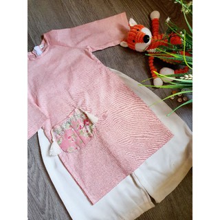 áo dài linen túi hồng