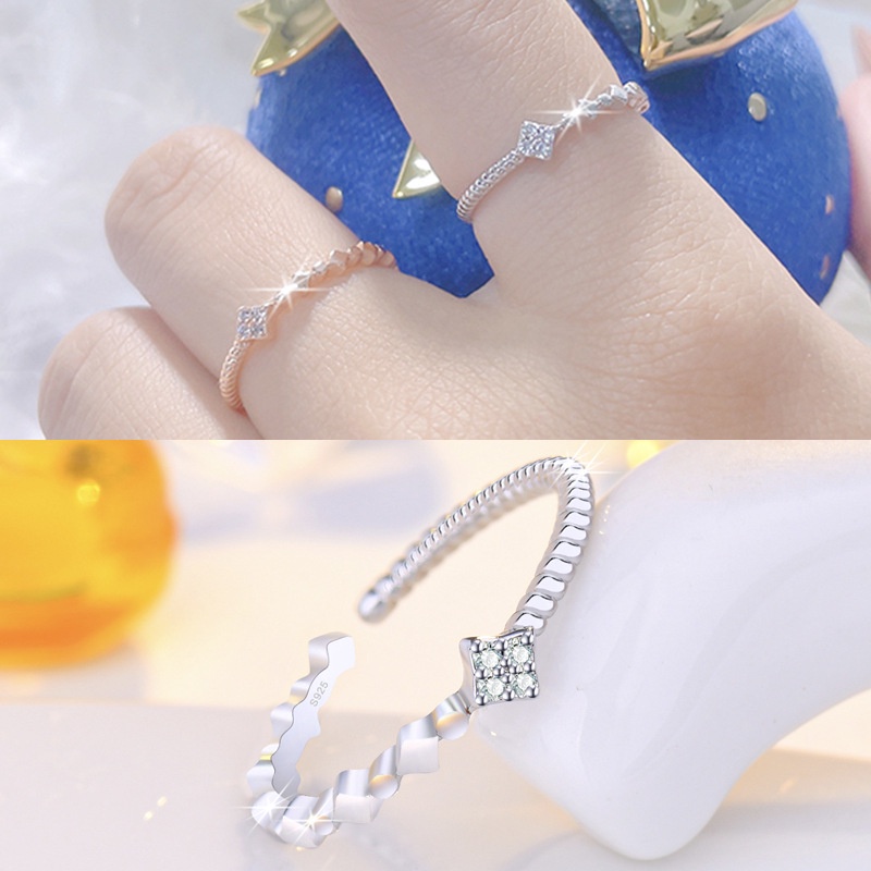 Nhẫn Hở Mạ Bạc 925 Hình Vương Miện Đính Đá Zircon