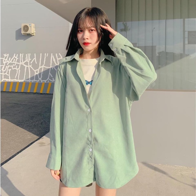 Áo sơ mi form rộng oversize tay dài vải kate nhiều màu sắc phù hợp &lt;=75kg