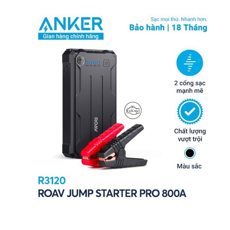 Bộ Pin sạc dự phòng kiêm kích bình ô tô ROAV Jump Starter Pro Anker Việt Nam bảo hành 18 Tháng