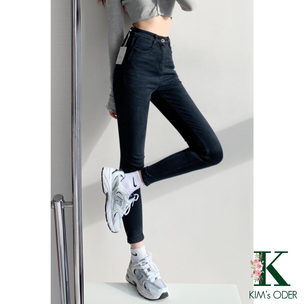 Quần jean nữ skinny lưng cao ống bó côn phom ôm chất co dãn màu xanh đậm tôn dáng đủ size | BigBuy360 - bigbuy360.vn