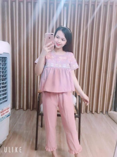 Bộ baby doll thêu