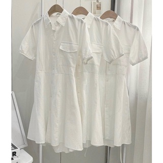 (ảnh thật ở cuối) ĐẦM SƠ MI TRẮNG CUTOUT LƯNG