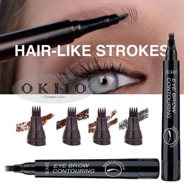 (hàng Mới Về) Bút Kẻ Lông Mày Suake 4 Ngạnh Tạo Khối Trang Điểm Chuyên Nghiệp