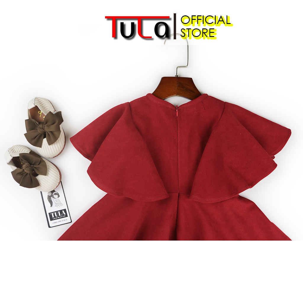 ( SLN 10 ) ( SLN 10 ) Váy Cho Bé Gái Vải Nhung Chéo Đỏ Gắn Nơ Trắng Cực Xinh Cho Bé