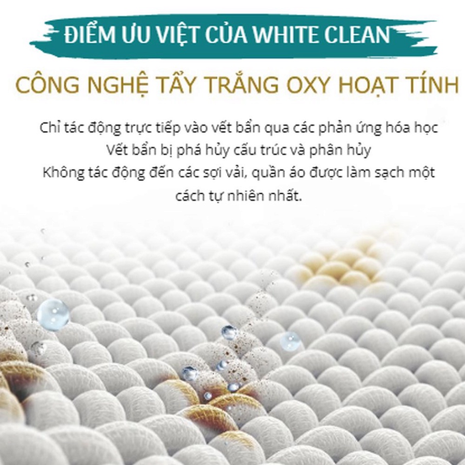Tẩy trắng quần áo White Clean 500ML - Tẩy mốc, tẩy ố vàng, tẩy phai màu quần áo chỉ sau 1 lần ngâm giặt