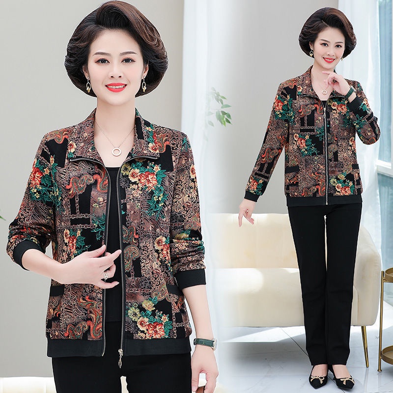 Mẹ mặc mới mùa xuân và mùa thu quần áo áo khoác áo khoác phụ nữ trung niên và cao tuổi mùa thu ngắn cộng với kích thước