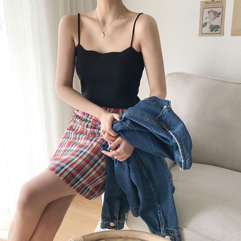 Brroa Áo Croptop Hai Dây Hở Lưng Xinh Xắn Cho Nữ