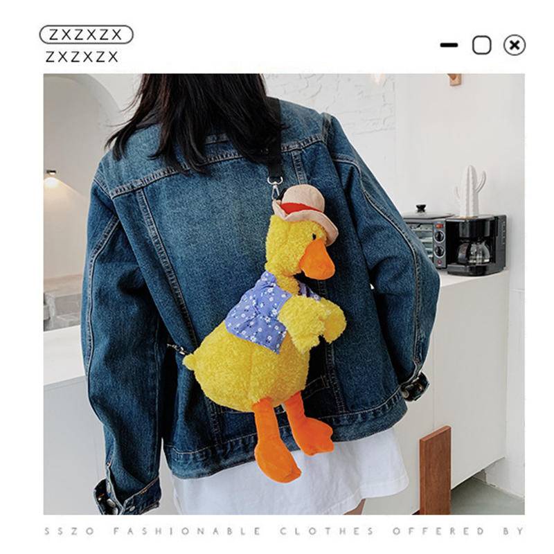 Túi Đeo Chéo Đựng Điện Thoại Hình Chú Vịt Nhồi Bông Đáng Yêu