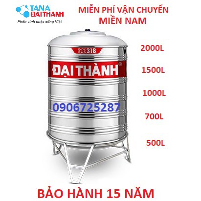 Bồn nước inox316 đứng cao cấp  Đại Thành VIGO, téc nước