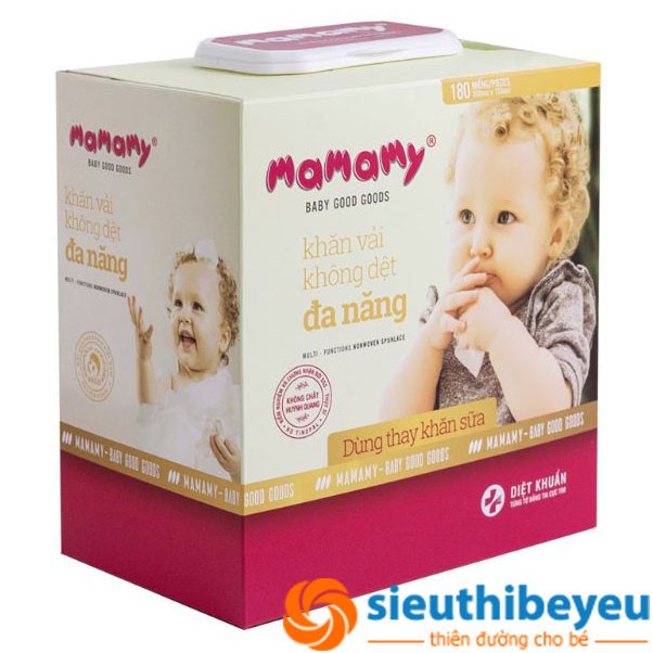 Khăn vải không dệt đa năng Mamamy 180 miếng
